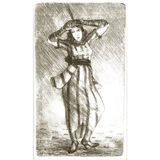 Wonderful fashion drawing of flapper by Helen Farr Sloan (American, 1911 - 2005), circa 1930. Signed lower edge "Helen...