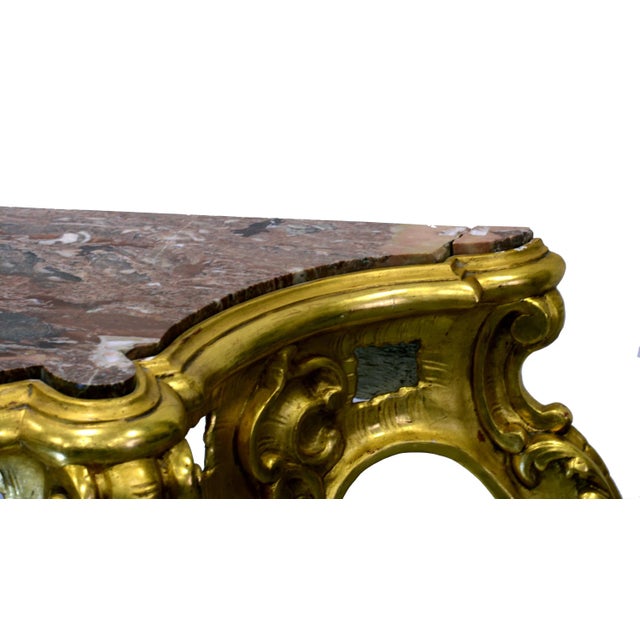 Gold Louis Philippe Console with Marble Top, 1800s For Sale - Image 8 of 12