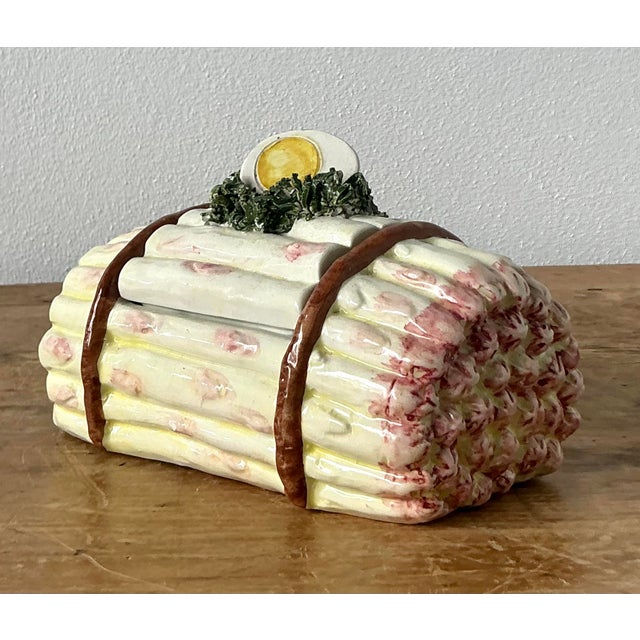 Ceramic Vintage Regency Italian Lidded Asparagus Bowl For Sale - Image 7 of 12