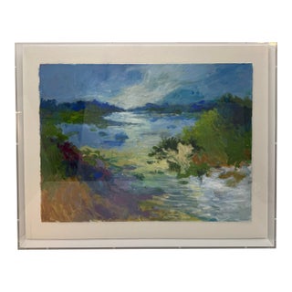 2025, Untitled (Landscape), Contemporary Impressionist, Framed Acrylic on Paper, Artist Ellen Diamond For Sale