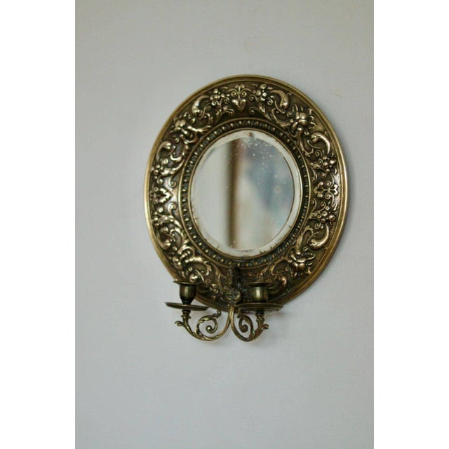 Antique Swedish Brass Sconces with Mirrors, Set of 2 For Sale - Image 4 of 18