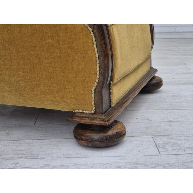 Danish Armchair in Oak and Yellow Furniture Velour, 1960s For Sale - Image 15 of 18