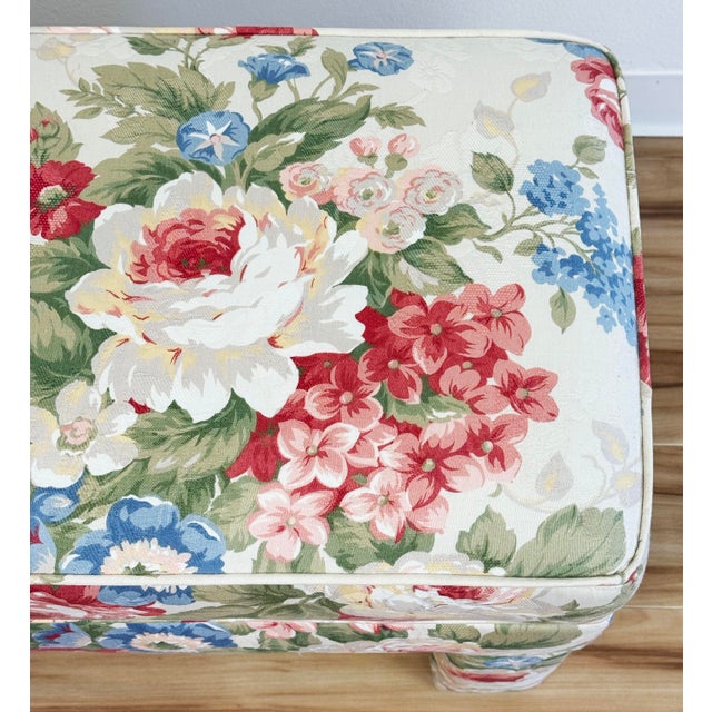 Vintage Floral Patterned Parsons Style Bench For Sale - Image 9 of 10