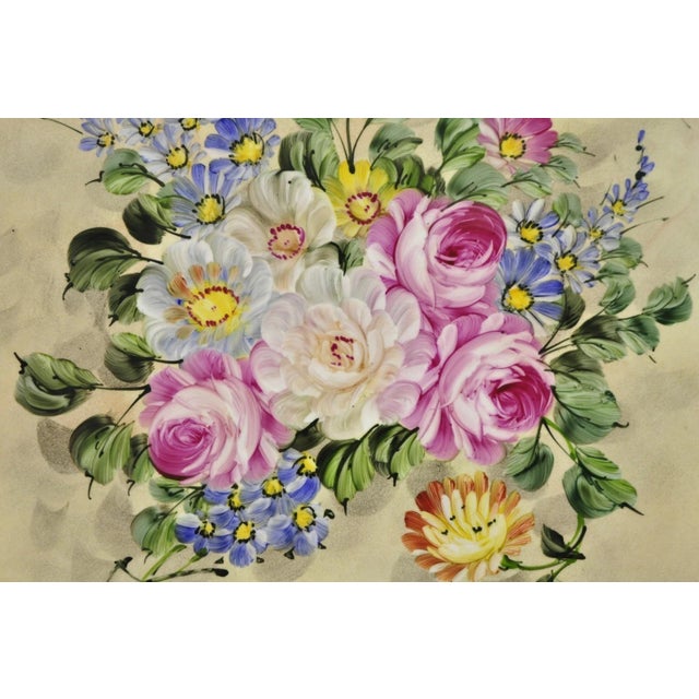 Late 20th Century Late 20th Century Mary Wilson French Hand Painted Porcelain Plaque Pink Rose Flower Painting (B) For Sale - Image 5 of 16