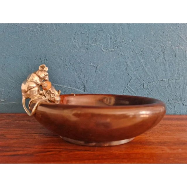 Large Nut Bowl in Precious Wood with 2 Mice from Schleißner Hanau Silber For Sale - Image 9 of 9