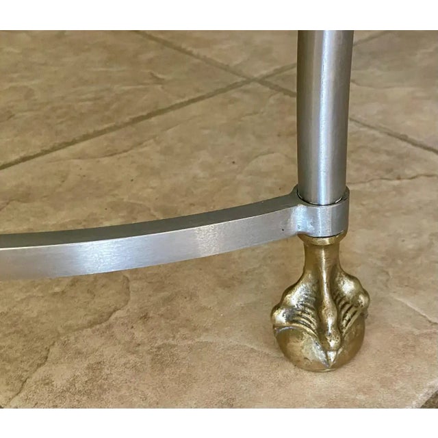 1960s Jansen Style Brass Steel Claw Feet Coffee Table For Sale - Image 9 of 13