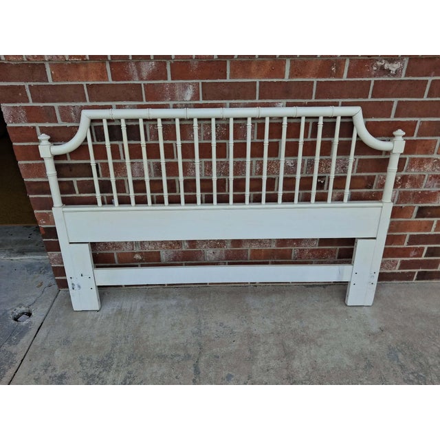 Boho Chic 1980s Attributed Thomasville Allegro Queen Size Faux Bamboo Headboard For Sale - Image 3 of 11