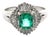 Platinum 1.02 Carat Weight Emerald & Diamond Halo Ring, Size 7 For Sale