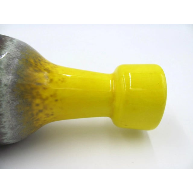 Jaru of California Mid Century Jaru of California Yellow & Brown Lava Drip Glaze Vase For Sale - Image 4 of 12