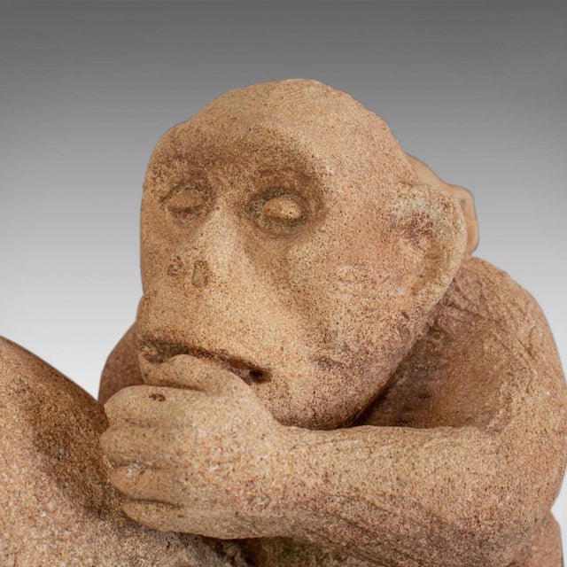 Early 21st Century Stone Sculpture of Sitting Macaques For Sale - Image 9 of 12