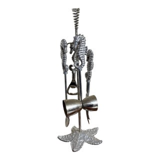 Vintage Nautical Seahorse Barware Tool Set For Sale
