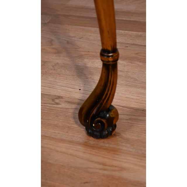 1920 Antique English Regency Burl Walnut Console Table One Drawer Accent Table For Sale - Image 14 of 15