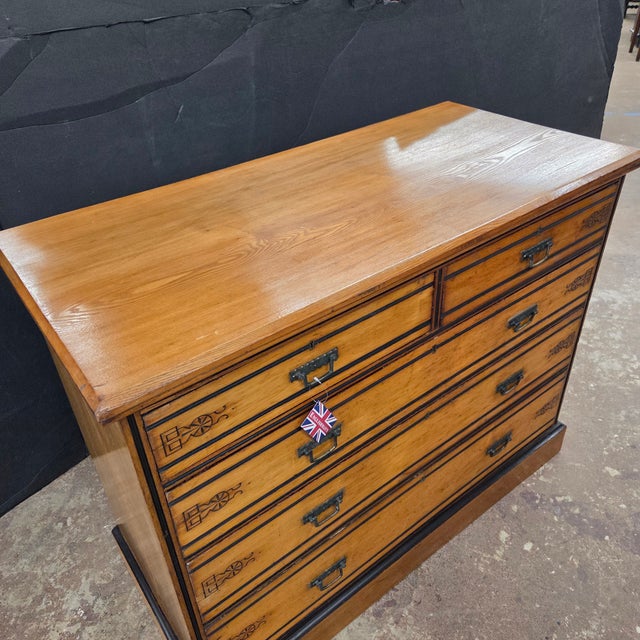 Late 19th Century Satinwood Arts & Crafts 5 Drawer Chest on Plinth Base For Sale - Image 12 of 16