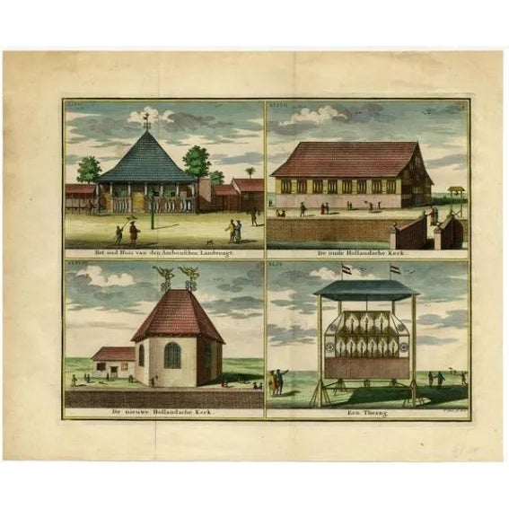 François Valentijn, Four Views of Ambon, Indonesia, 1726, Paper For Sale