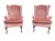 Mid 20th Century Mid 20th Century Rose Gold Pink Crushed Velvet Wingback Chairs- A Pair For Sale - Image 5 of 18