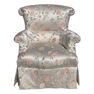 Scalamandre Silk Floral Upholstered Swivel Slipper Chair - Joanna Carson Estate - 1 of 2 For Sale