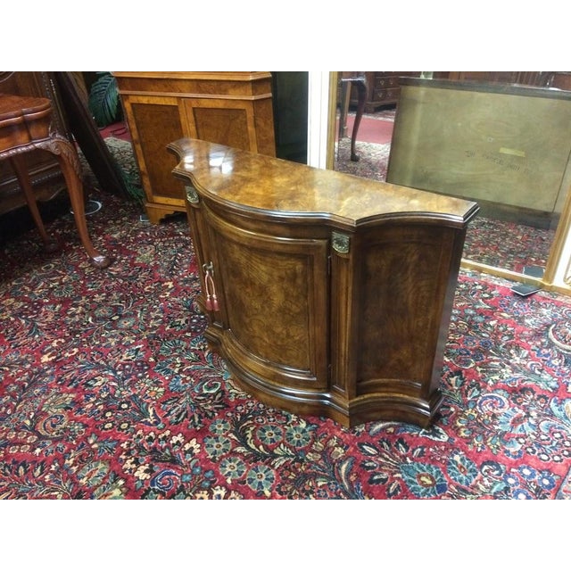 1980s Vintage Console Cabinet, Burl Walnut Narrow Cabinet For Sale - Image 5 of 12