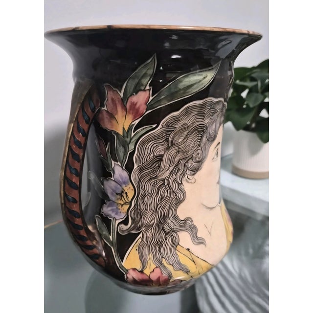 Art Nouveau Antique Royal Bonn Porcelain Art Nouveau Female Portrait Vase For Sale - Image 3 of 5