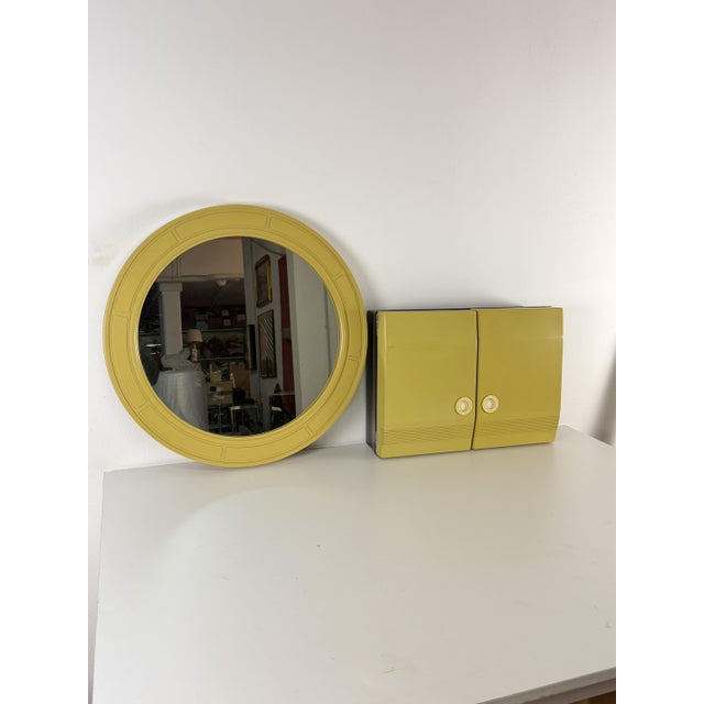 Set of 2 Bathroom Mirrors and Cabinets, 1970s Made in Italy in 1970, as evidenced by the date printed on the back of the...
