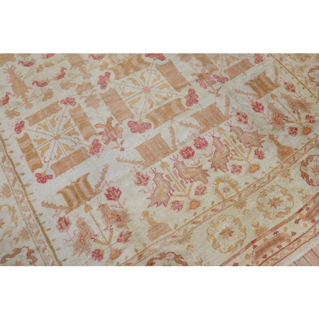 Ivory Antique Zabihi Collection Pictorial Ivory Oushak Rug - 9'2" x 15'2" For Sale - Image 8 of 12