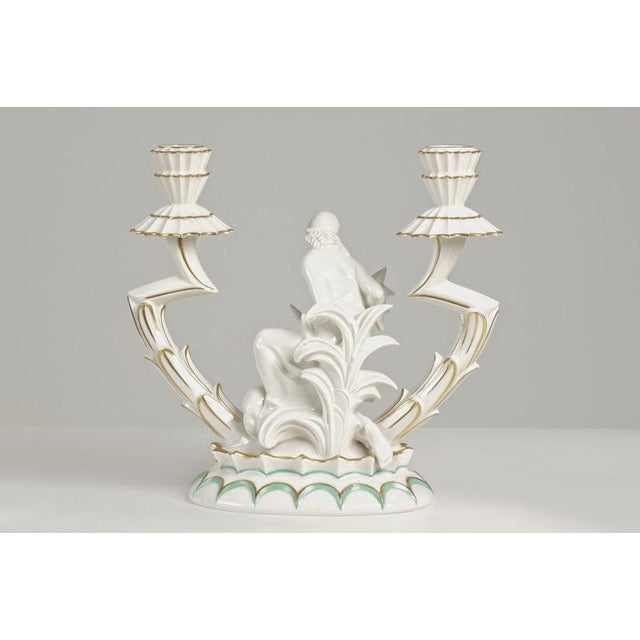 Metal Chandelier in Porcelain by Karl Tutter, Germany, 1925 For Sale - Image 7 of 15