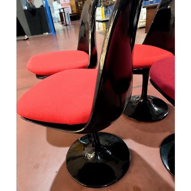 Black Tulipe Chairs in Glass Resin in Bonzanini by Eero Saarinen, 1960s, Set of 4 For Sale - Image 8 of 11