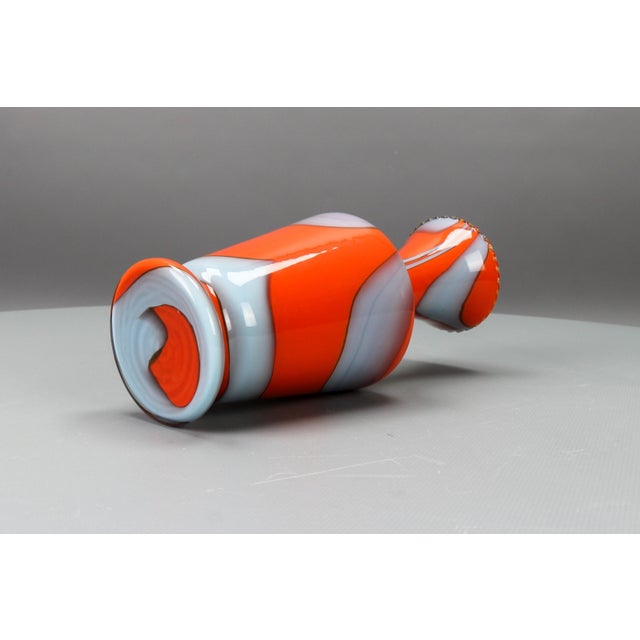 Italian Opaline Florence Glass Vase in Red and Grey, 1970s For Sale - Image 9 of 15