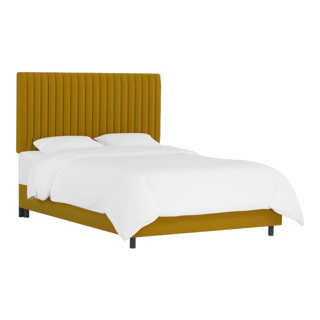 Margaux Bed in Citronella Luxe Velvet, Full/Double For Sale In Chicago - Image 6 of 7