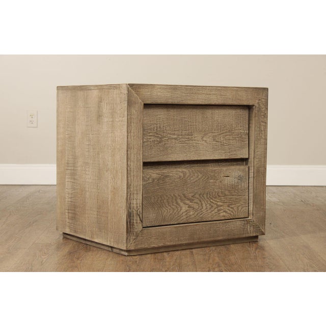 Restoration Hardware Reclaimed Oak Closed Nightstand For Sale - Image 10 of 12