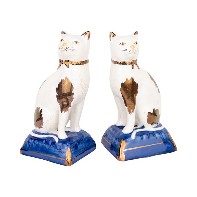 19th Century English Staffordshire Pottery Cat Pair For Sale - Image 9 of 10