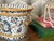 Ceramic Vintage Porcelain Crackle Glaze Floral Jardinière Brass Ormolu-Style Footed Cachepot Planter Vase For Sale - Image 7 of 17
