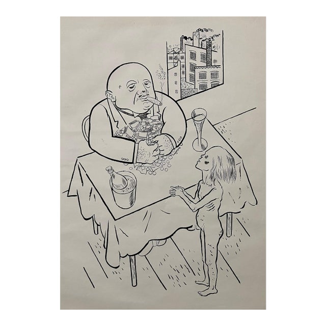 George Grosz, Large George Grosz 1923 Lithograph Die Rauber German Expressionism Wpa Realism For Sale