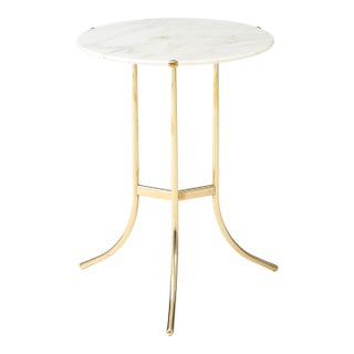 Cedric Hartman Brass and Carrara Marble Side Table For Sale