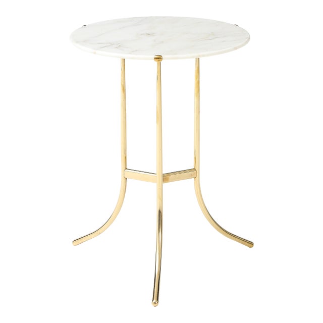 Cedric Hartman Brass and Carrara Marble Side Table For Sale