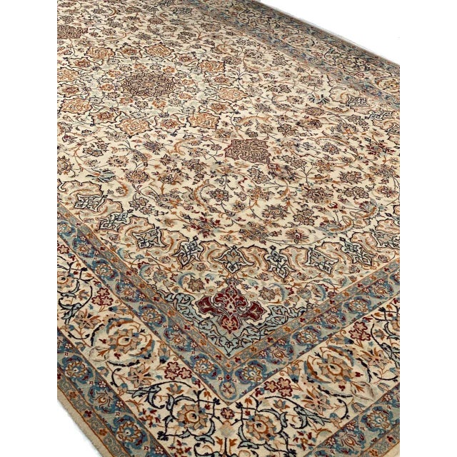 Ivory 2020s Persian Nain Silk & Wool Pile Rug For Sale - Image 8 of 10