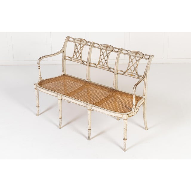 White Antique English Regency Painted and Gilt Settee, 1800s For Sale - Image 8 of 10