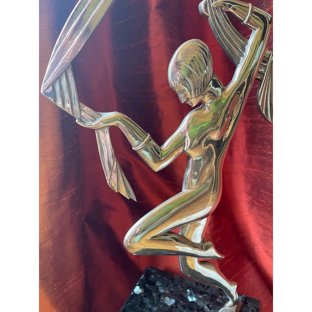 Janlé, Nude Figurative Composition, 1920s, Bronze, Chrome Plating & Granite For Sale - Image 10 of 15