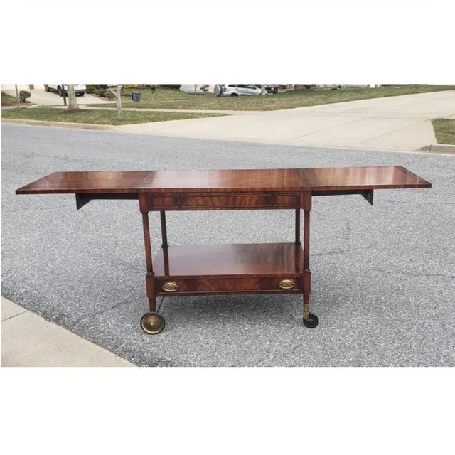 Weiman George III Style Swirl Mahogany Drop-Leaf Serving Cart, Circa 1960s For Sale - Image 9 of 10