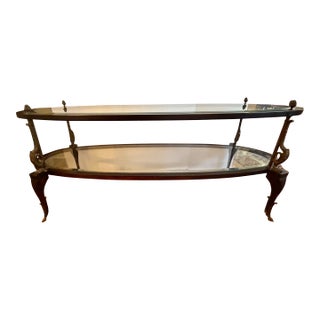 1940s Two-Tier Glass Coffee Table For Sale