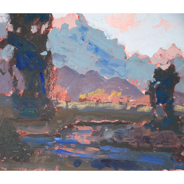 Sunset at Grand Teton National Park - Plein Aire Landscape in Oil on Board by Thomas Bradshaw For Sale In Monterey, CA - Image 6 of 7
