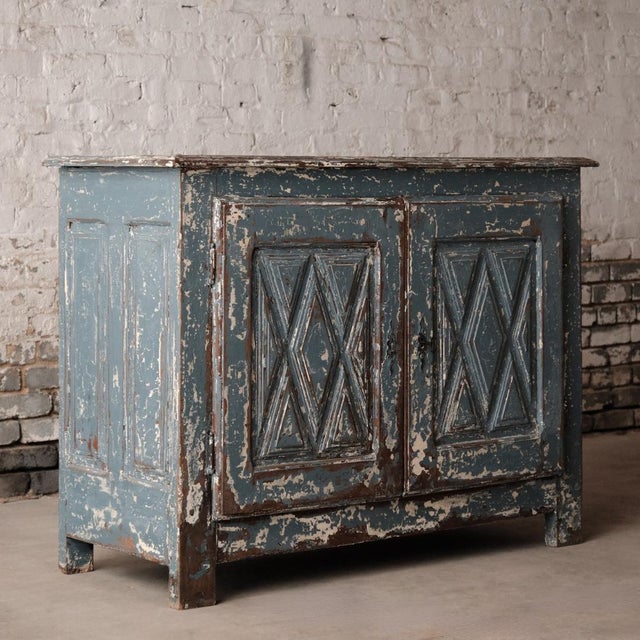19th Century Spanish Walnut Blue Cabinet For Sale - Image 10 of 12