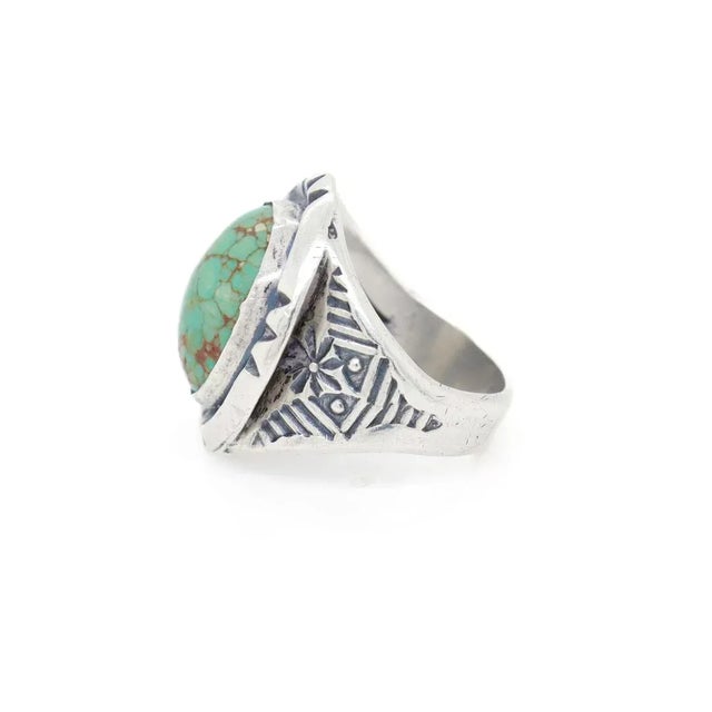 Vintage Southwestern Navajo Sterling Silver and Turquoise Cabochon Ring For Sale In Philadelphia - Image 6 of 12