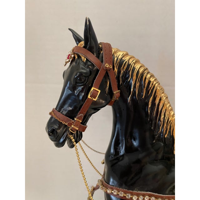 1960s Vintage 1960s "The Royal Horse" Marble & Gold Gilt Show Horse on Marble Base For Sale - Image 5 of 9