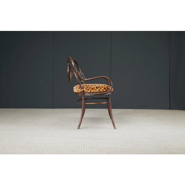Mid 20th Century Thonet Styled Patinated Bronze Settee w Leopard Print Fabric For Sale - Image 5 of 12