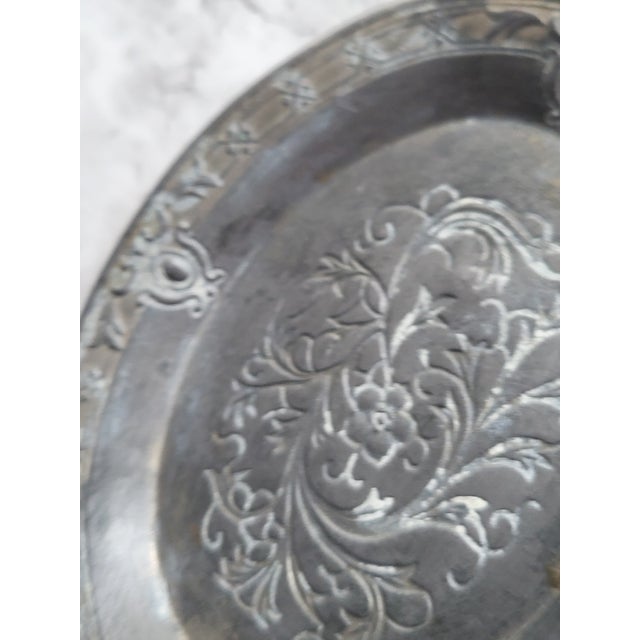 Art Nouveau Pewter Catchall circa 1890 to 1919. It is etched with beautiful botanical designs. This piece has no...