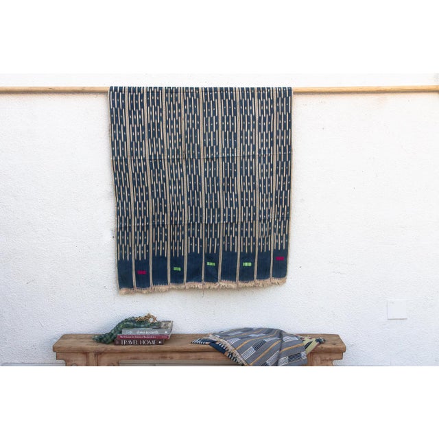 Vintage Baoule African "Tiassale Indigo" Ikat Throw For Sale In Los Angeles - Image 6 of 6