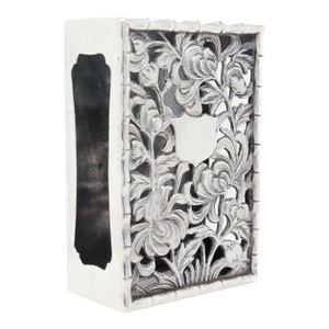 Antique Hung Chong Chinese Export Silver Matchbox Cover With Chrysanthemums
