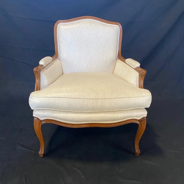 Wood French Louis XV Style Walnut Armchair or Fauteuil For Sale - Image 7 of 8