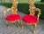 Mid 20c Italian Baroque Gold Beech Red Velvet Side Chairs Pair For Sale - Image 4 of 12