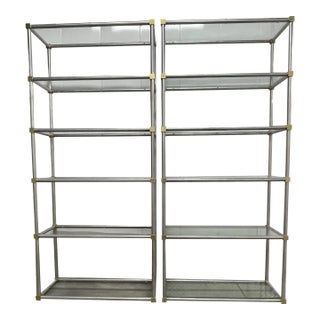 Chrome & Brass Étagères in Manner of Maison Jansen - a Pair For Sale